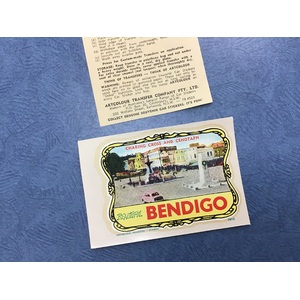 VINTAGE Souvenir Car Sticker Decal - Bendigo VIC