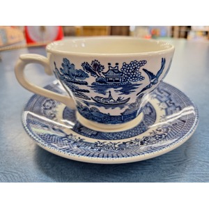 Churchill England Blue Willow Tea Cup Duo