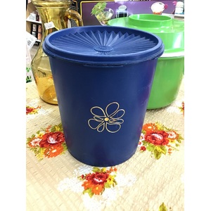 RETRO Tupperware Canister - Blue w Fan Lid  - 807-16