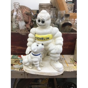 Michelin Man & Dog Cast Iron Statue