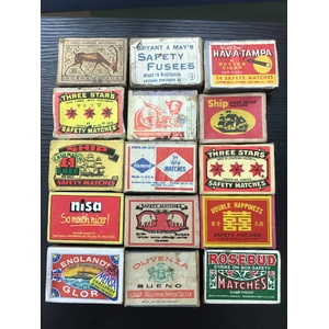 VINTAGE Matchboxes w Label x 15 - Mixed Lot World Wide