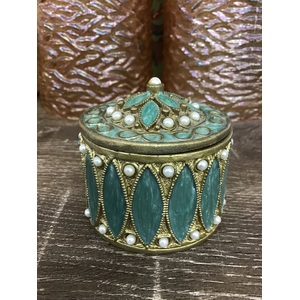 Enameled Trinket Dish - Brass & Pearl