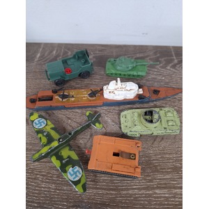 VINTAGE Lot of 6 Military Toys - Playart Matchbox Carrier Armoured Thunder Bird