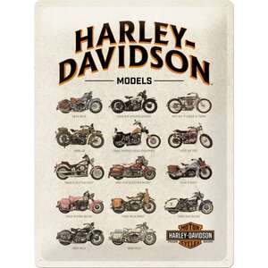 Harley Davidson Model Chart - Large Tin Sign - Nostalgic Art - 30 x 40 cm