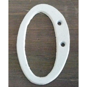 White Italic Cast Iron Metal House Number - 0