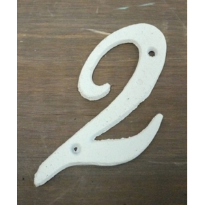 White Italic Cast Iron Metal House Number - 2