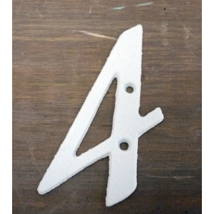 White Italic Cast Iron Metal House Number - 4