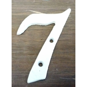 White Italic Cast Iron Metal House Number - 7