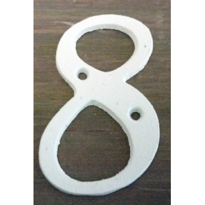 White Italic Cast Iron Metal House Number - 8