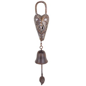 Cast Iron Hanging Heart Lock & Key Hanging Bell