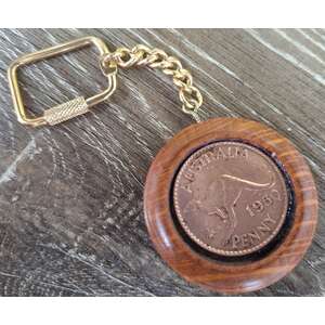 1950 Penny Keyring in Sheoak Surround - Handmade