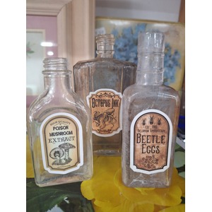 Three Repurposed Vintage Bottles - Poison Potion Apothecary