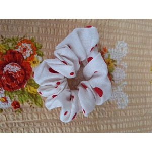 Retro Fabric Scrunchie - Red Dot - Hand Made - Suitable for BIG HAIR