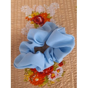 Retro Fabric Scrunchie - Light Blue - Hand Made - Suitable for BIG HAIR