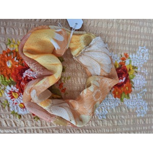 Retro Fabric Scrunchie - Orange Floral - Hand Made - Suitable for BIG HAIR