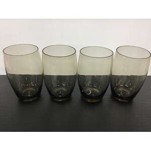 VINTAGE Smoked Brown Drinking Glasses Tumblers - Lot of 4