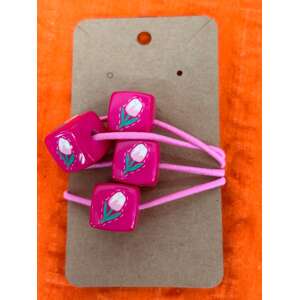 Retro Bobble Hair Ties - Pink Tulip Cubes