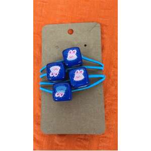 Retro Bobble Hair Ties - Blue Rabbit Cubes