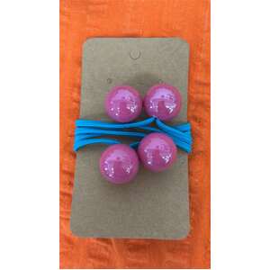 Retro Bobble Hair Ties - Pink Baubles Blue Tie