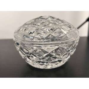 VINTAGE Crystal Lidded Trinket Dish - Criss Cross