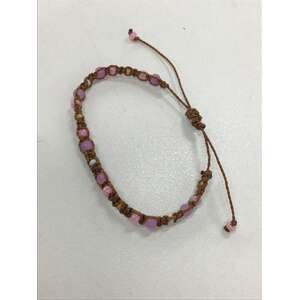 Hand Made Boho Macrame Seed Bead Bracelet - Pink & Purple 