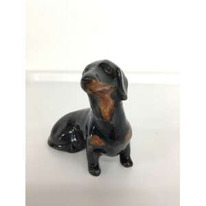 Ceramic Dachshund  Dog Ornament - Black & Tan - 4.5 cm