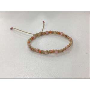 Hand Made Boho Macrame Seed Bead Bracelet - Orange & Pink Mix 