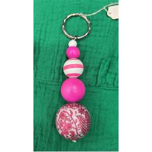 Anna Chandler Bobble Keychain - Pink Fuchsia Floral