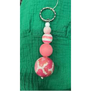 Anna Chandler Bobble Keychain - Light Pink White Floral