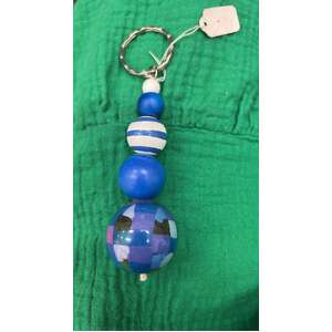 Anna Chandler Bobble Keychain - Blue Check