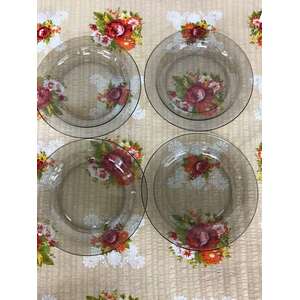 1980's Arcoroc France Fume Smoked Glass Side Plates x 4 - 18.7 cm 