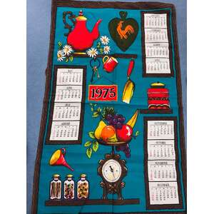 VINTAGE Tea Towel - 1975 Calendar - Retro Kitchen