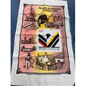 Vintage 1986 Tea Towel - South Australia Jubilee 150