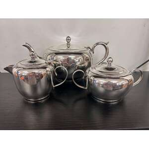 VINTAGE Ranleigh Sterling Silver Plate A1 Tea Set - Teapot Creamer Sugar