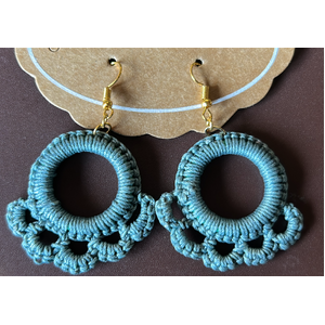 Crochet Dangle Earrings - Teal