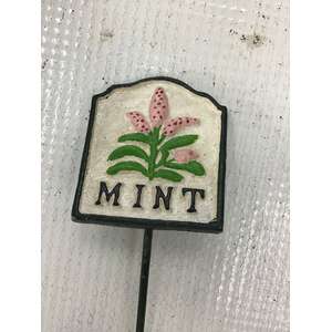 Cast Iron Mint Sign on Spike for Garden - Herb Label