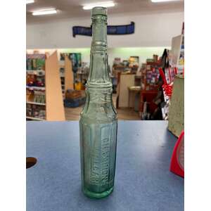 VINTAGE Champion's Vinegar Bottle - Green Blue