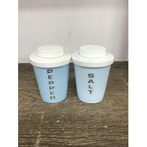 RETRO Salt and Pepper Shakers - Pale Blue Plastic - Great for Camping Caravanning