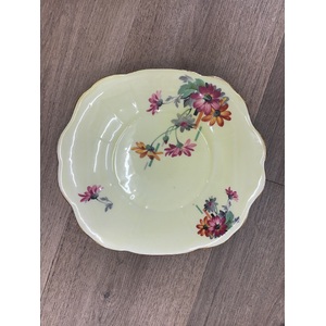 VINTAGE Crown Staffordshire Serving Plate - Pale Yellow w Floral Motif