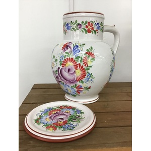 VINTAGE Large Pitcher - Chodovia Klenchi Czech - 22.5 cm Tall - Hand Painted 