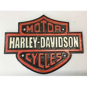 Harley Davidson Sign - Cast Iron - Shield Shaped - 19.5 cm 