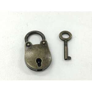 ANTIQUE Style Mini Padlock w Skeleton Key - 3.5 cm