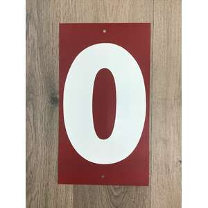 VINTAGE Metal Service Station Price Number - 0 1 - Double Sided - Red White - 40 x 22.5 cm