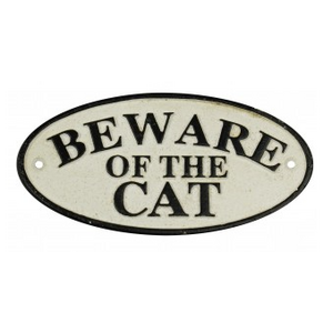 Beware of the Cat - Cast Iron Sign - Vintage Style